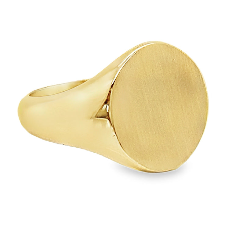 Satin Finish Top Round Signet Ring