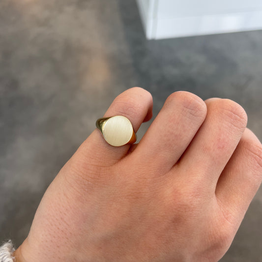 Satin Finish Top Round Signet Ring