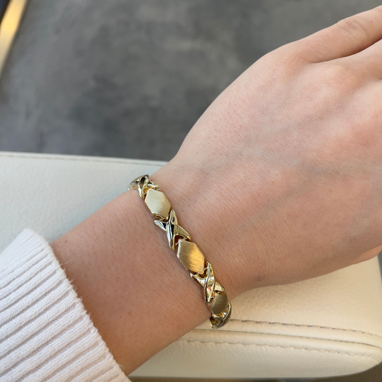 Satin & Polished Finish XO Bracelet