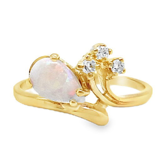 Pear Opal & Diamond Accent Ring