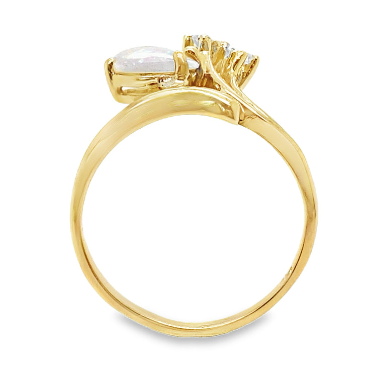 Pear Opal & Diamond Accent Ring