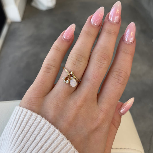 Pear Opal & Diamond Accent Ring