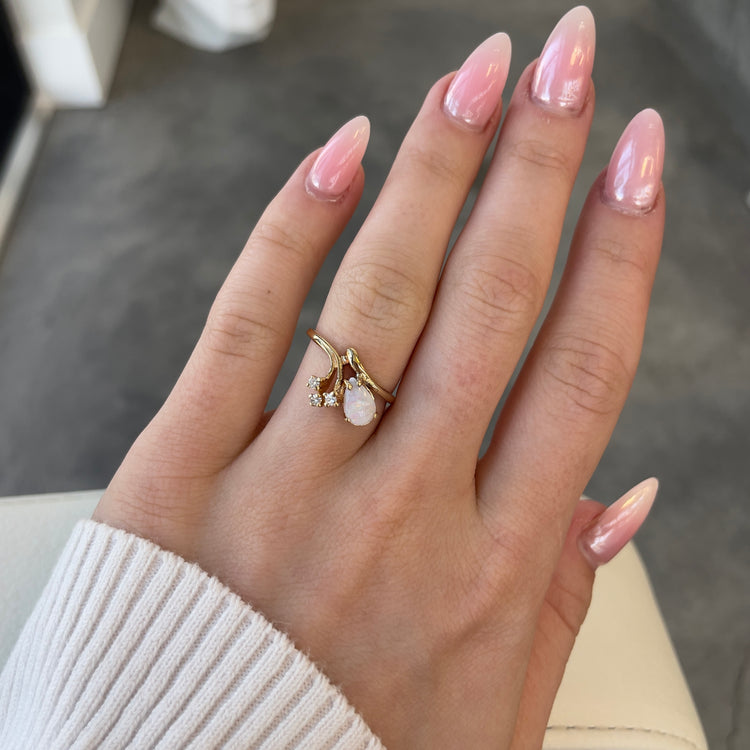 Pear Opal & Diamond Accent Ring
