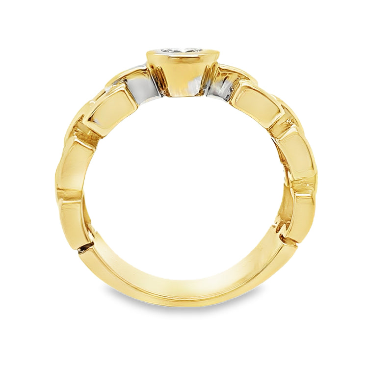 Chain Link Diamond Bezel Solitaire Ring