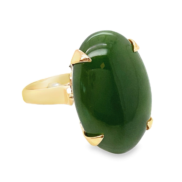 BC Jade Ring with Filigree Profile Detail