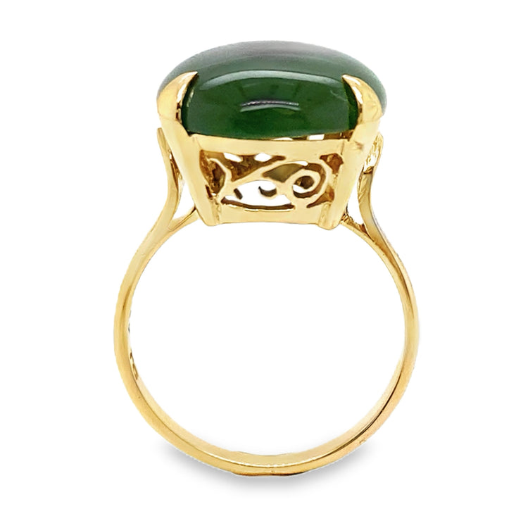 BC Jade Ring with Filigree Profile Detail