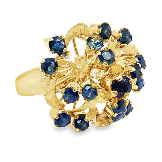 Sapphire Cluster Burst Ring