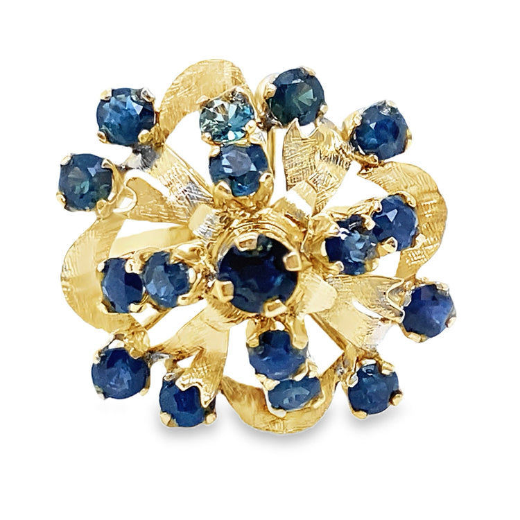 Sapphire Cluster Burst Ring