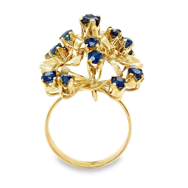 Sapphire Cluster Burst Ring