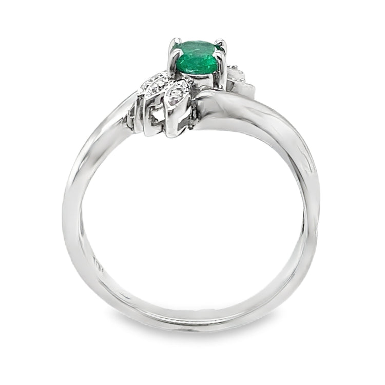 Emerald & Diamond Bypass Ring