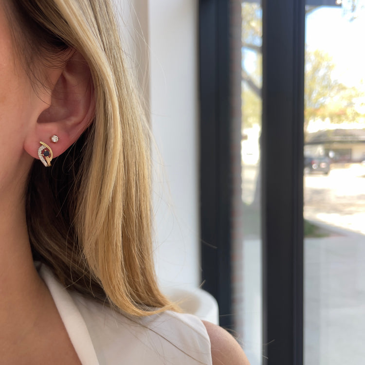 Two Tone Diamond & Sapphire Earrings