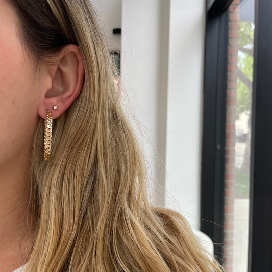 1.75 Inch Curb Chain Style Hoop Earrings