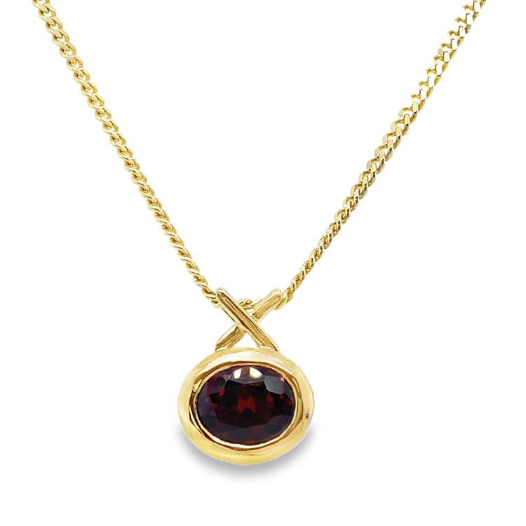 East West Bezel Garnet Necklace