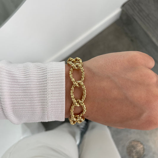 Rope Textured Heavy Gold Bracelet