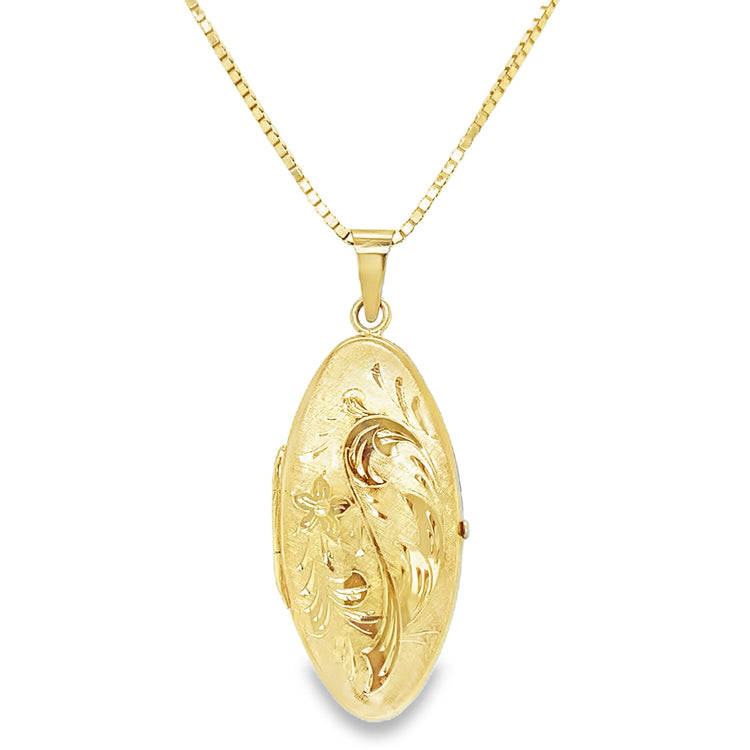 Elongated Oval Engraved Locket