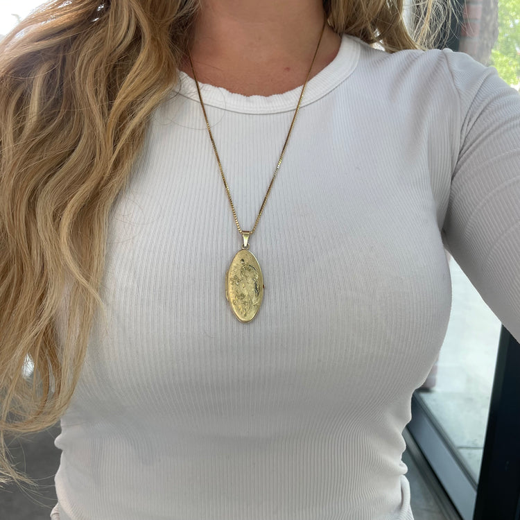 Elongated Oval Engraved Locket