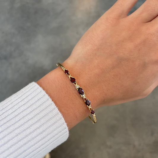 Garnet & Diamond Bangle