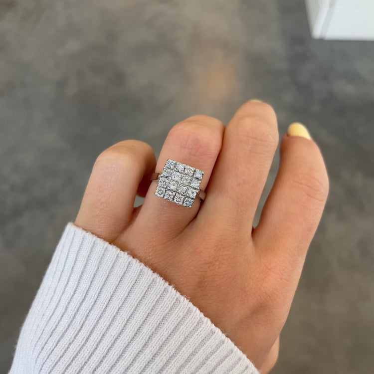 Square Cluster Diamond Ring