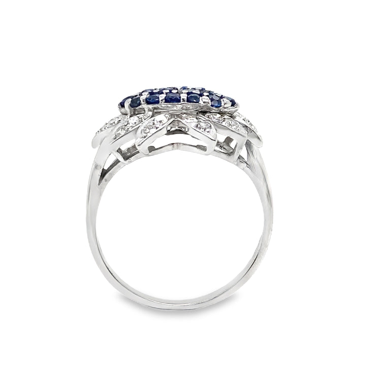 Sapphire & Diamond Burst Ring