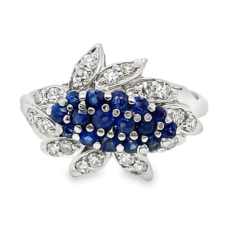 Sapphire & Diamond Burst Ring