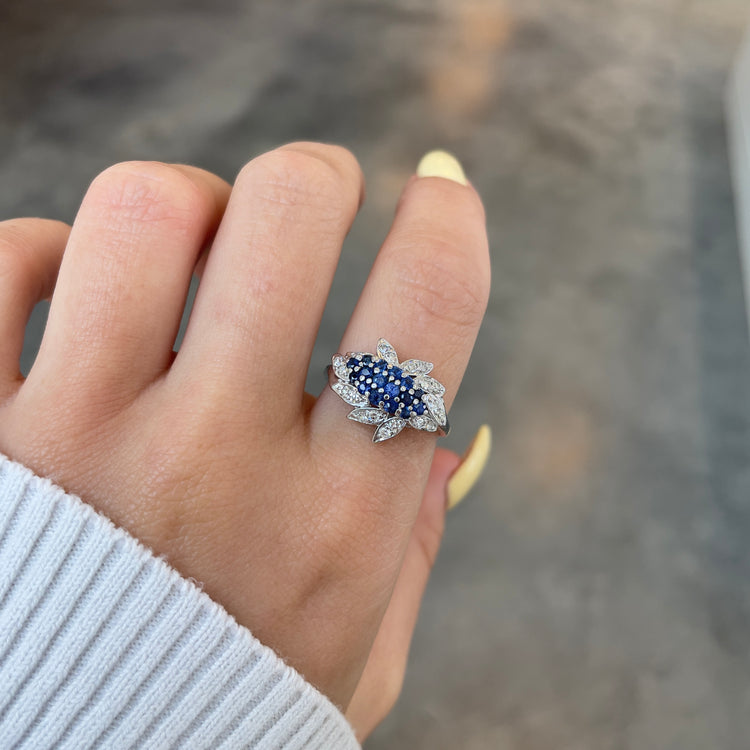Sapphire & Diamond Burst Ring