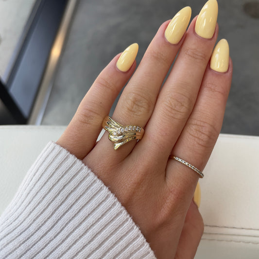 Diamond Accent Chunky Chevron Ring