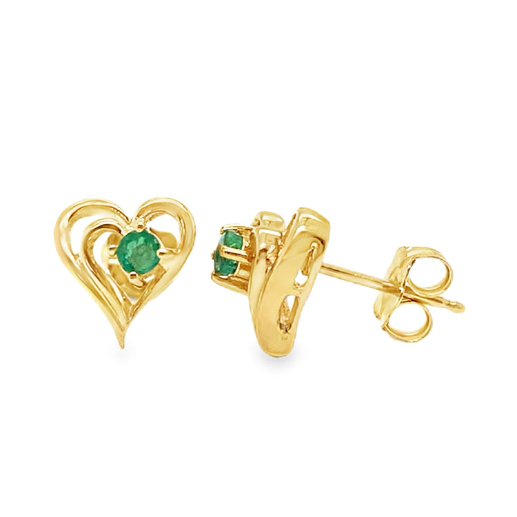 Double Heart Emerald Earrings