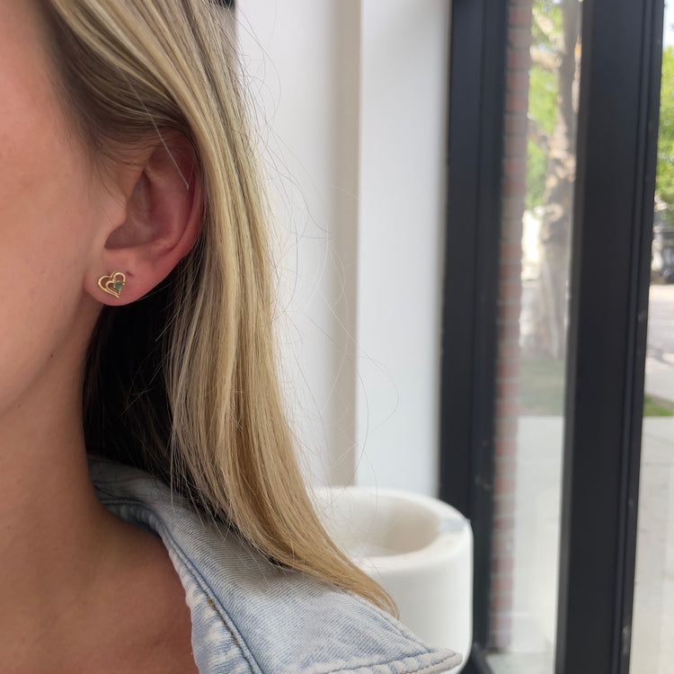Double Heart Emerald Earrings