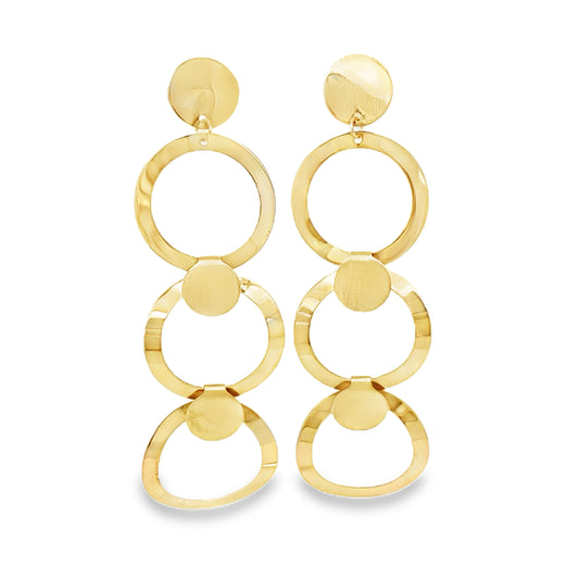 3 Inch Long Triple Circle Earrings