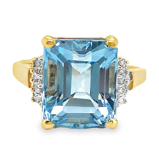 Sky Blue Topaz & Diamond Ring