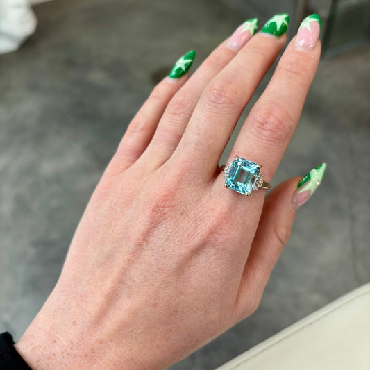 Sky Blue Topaz & Diamond Ring