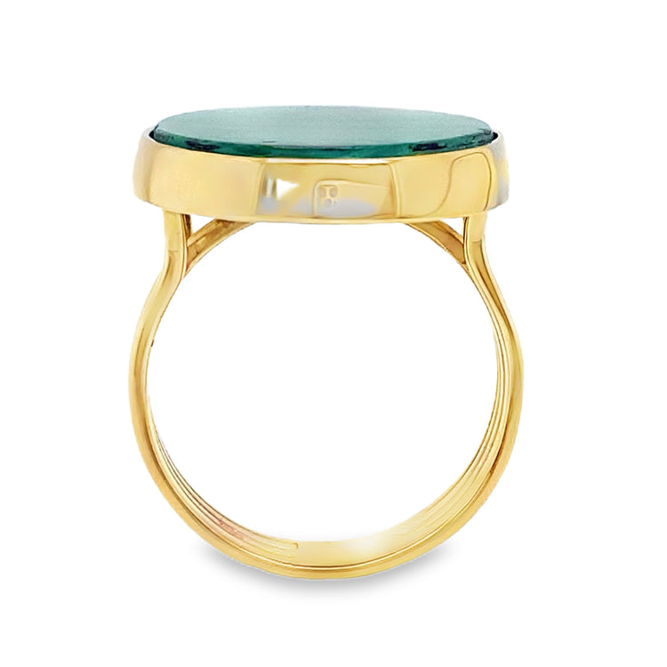 Oversized Oval Malachite Ring