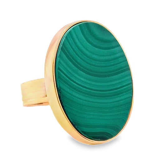 Oversized Oval Malachite Ring
