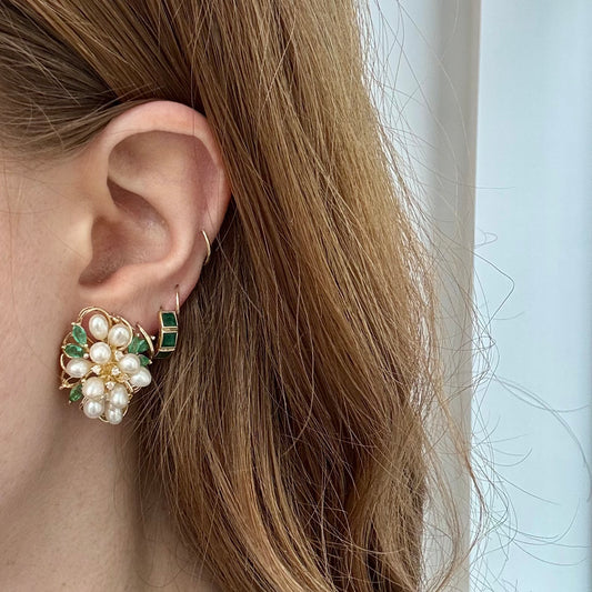 Emerald, Pearl & Diamond Statement Earrings