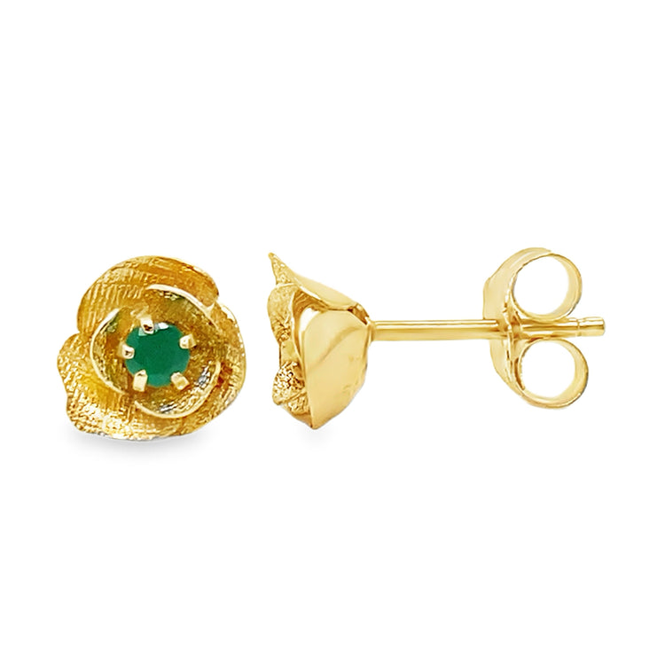 Emerald Flower Studs