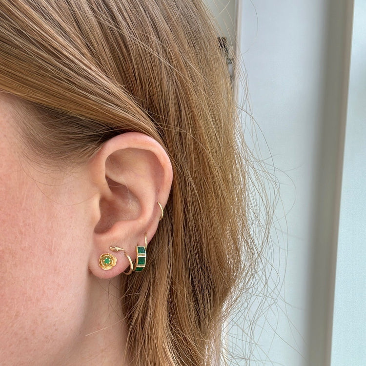 Emerald Flower Studs
