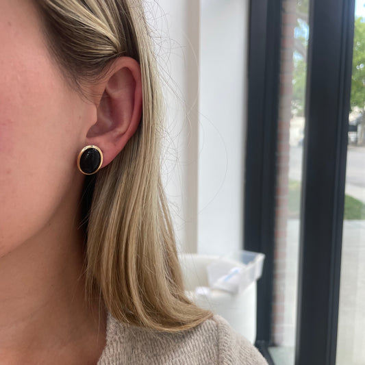 Oval Onyx Oversized Studs