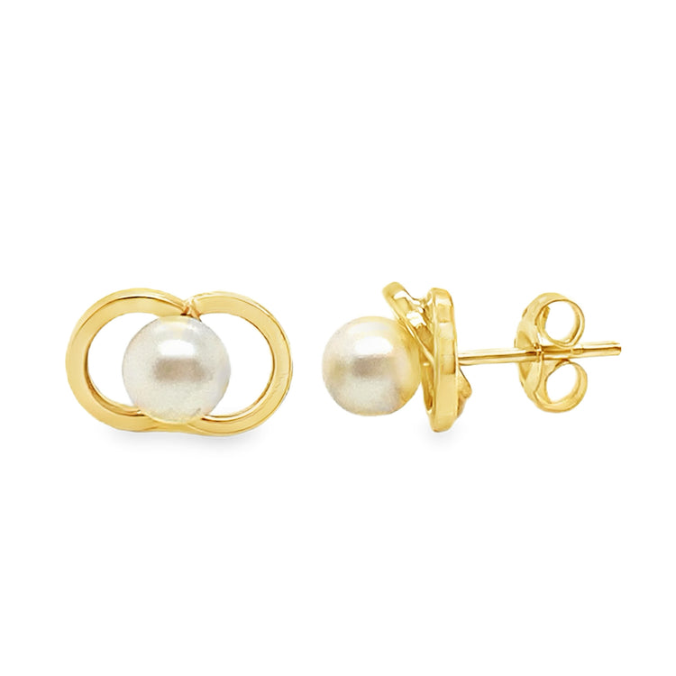 Dainty Pearl Studs with Gold Jackets