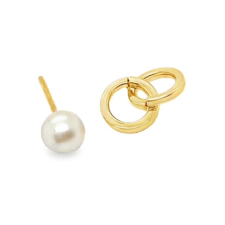 Dainty Pearl Studs with Gold Jackets