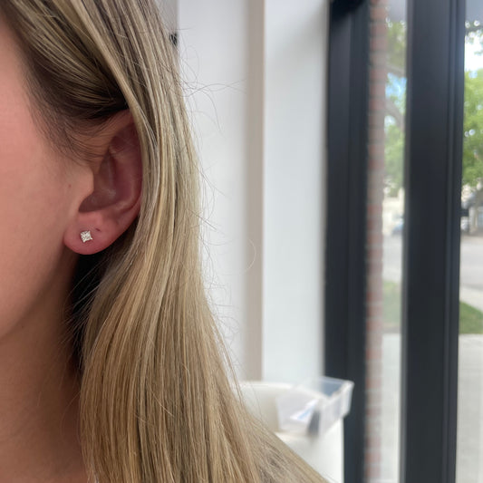 .50TCW Princess Cut Diamond Studs