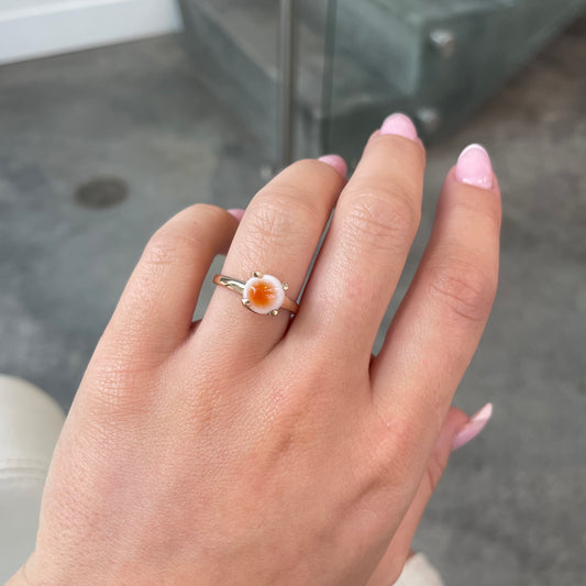 Orange & White Quartz Ring
