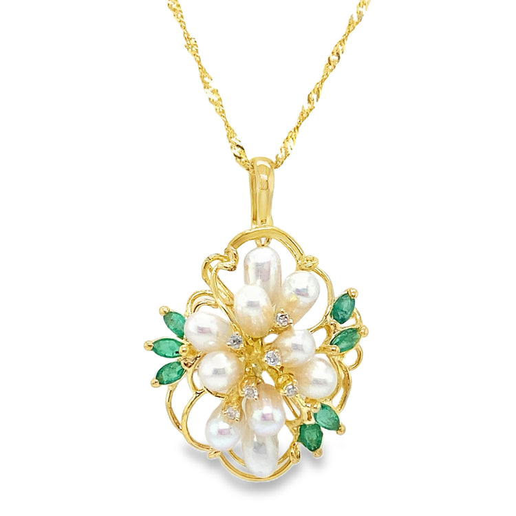 Pearl, Emerald & Diamond Necklace