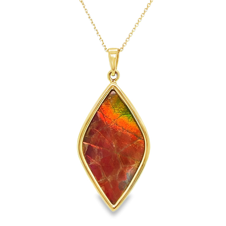 Marquise Shaped Ammolite Necklace