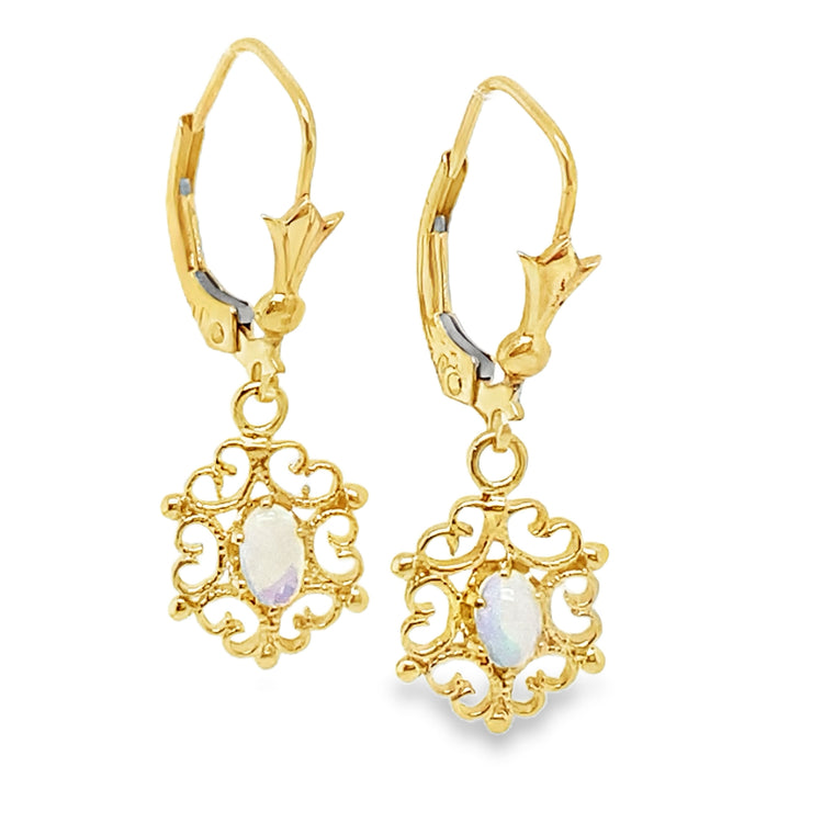 Filigree Drop Opal Earrings