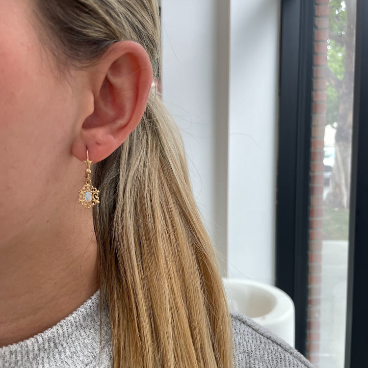 Filigree Drop Opal Earrings