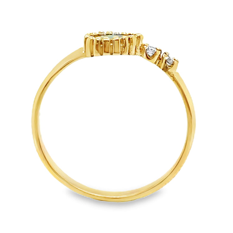 Beaded Border Emerald & Diamond Ring