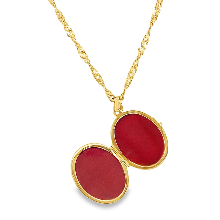 24 Inch Oval Carved Locket Necklace