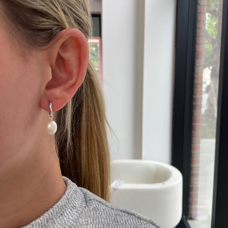 Removable Pearl Dangle Huggies