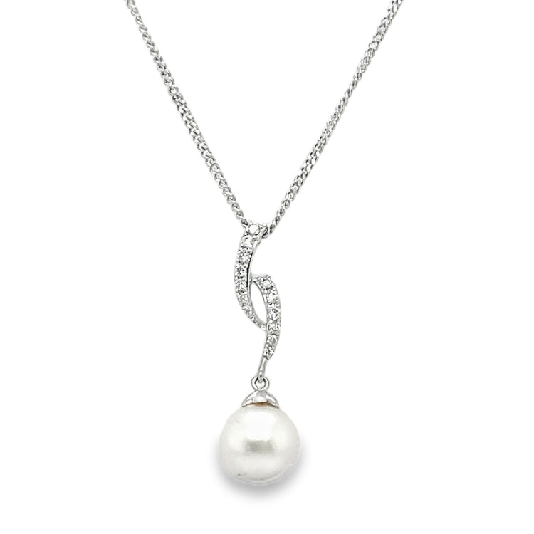 Pearl & Diamond Drop Necklace