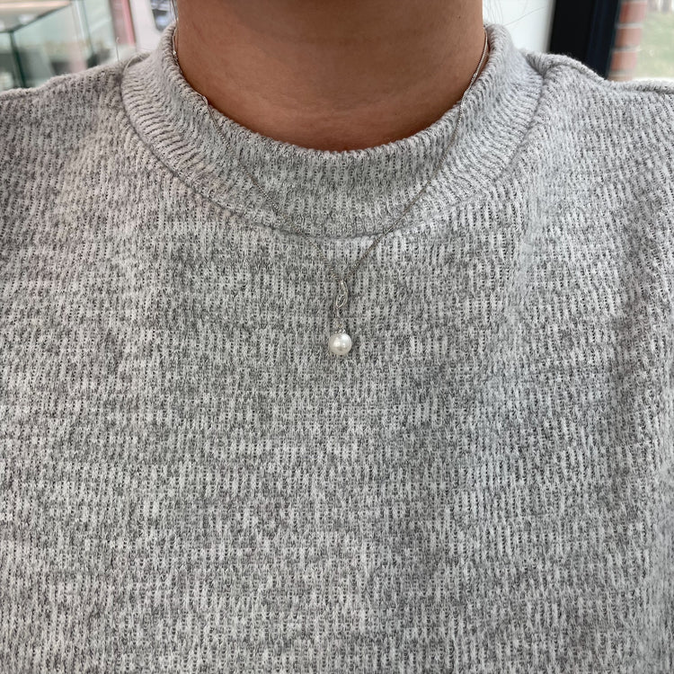 Pearl & Diamond Drop Necklace